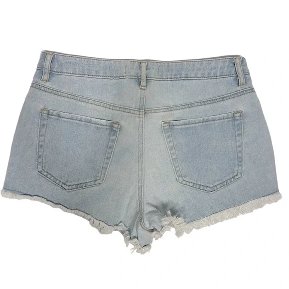 Pacsun High Rise Festival Short Size 27 Light Wash Distressed Raw Hem - Picture 2 of 4
